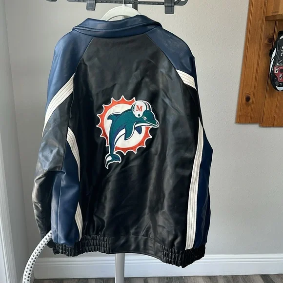 Vintage Miami Dolphins leather jacket Men